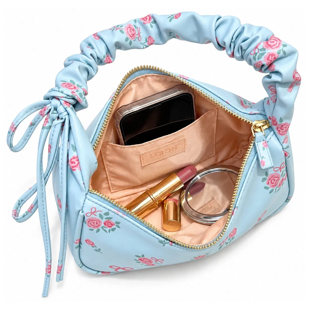 Custom Floral Small Shoulder Bag with Single Handle and Zipper for Women