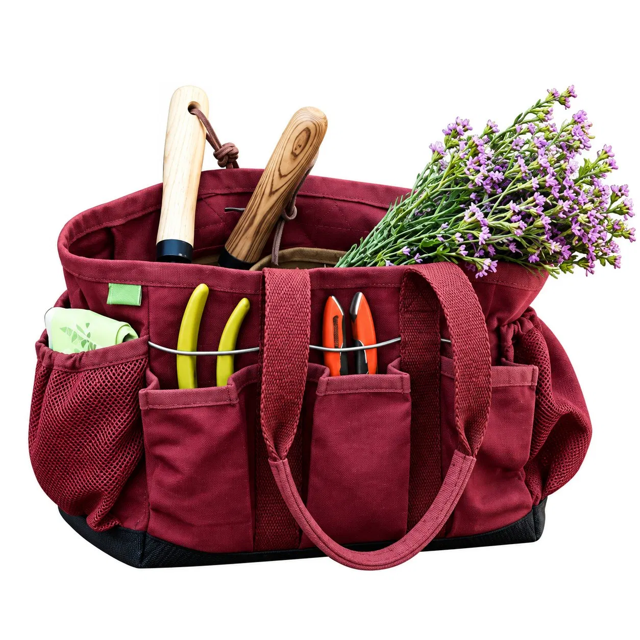 Custom Heavy Duty Canvas Tool Tote Bag with Open Top and Multiple Pockets