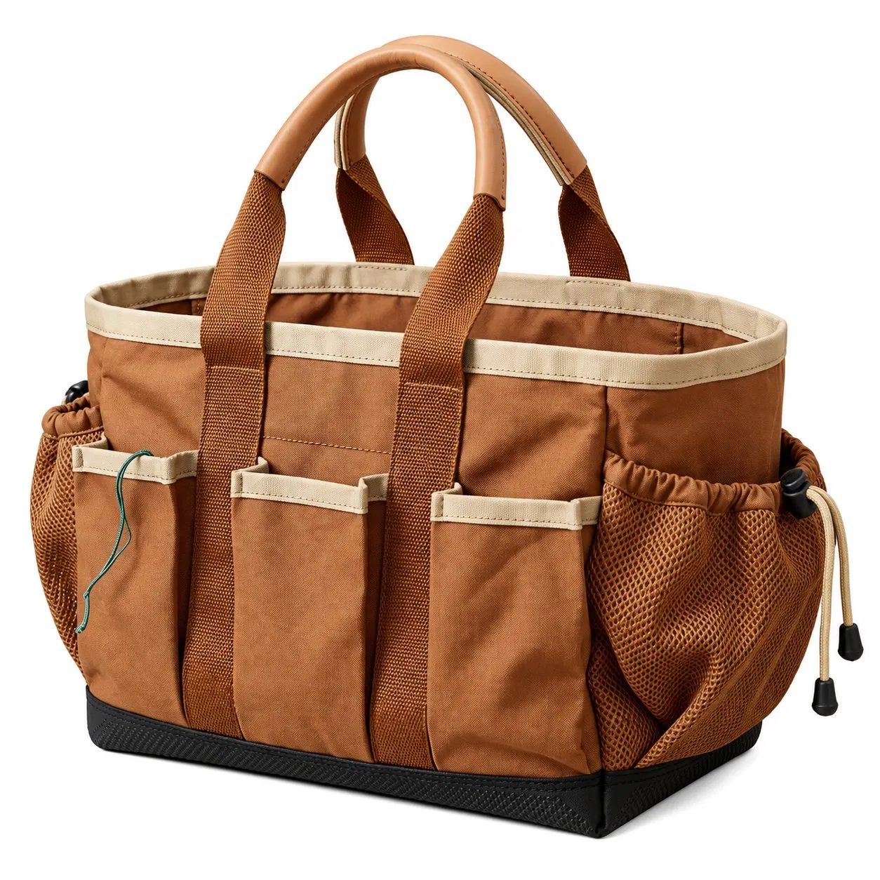 Custom Heavy Duty Canvas Tool Tote Bag with Open Top and Multiple Pockets