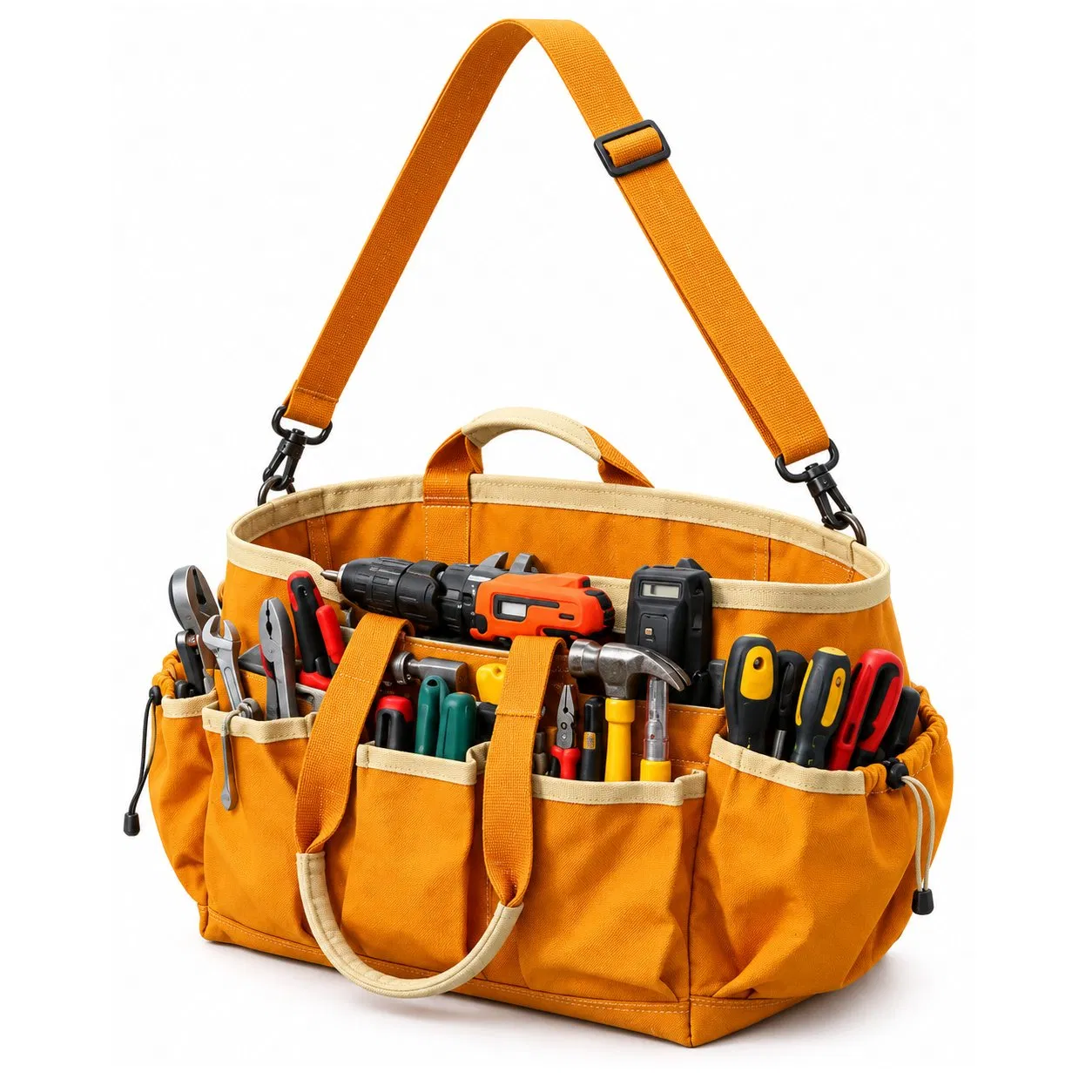 Heavy Duty Canvas Tool Tote Bag Multi Pocket Organizer for Gardening and Cleaning