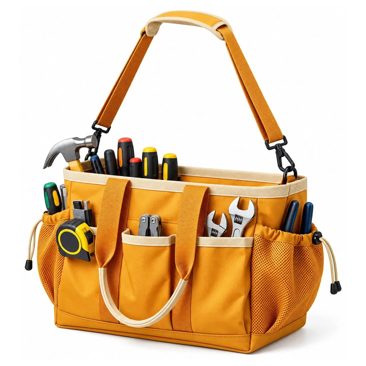 Heavy Duty Canvas Tool Tote Bag Multi Pocket Organizer for Gardening and Cleaning