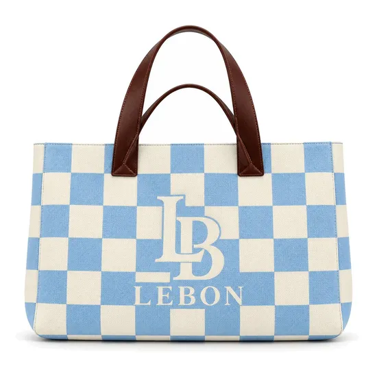 Knitted Polyester Tote Bag for Women Dual Handles Zipper Closure Custom Logo