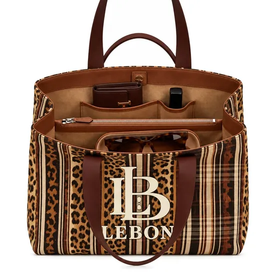 Knitted Polyester Tote Bag for Women Dual Handles Zipper Closure Custom Logo