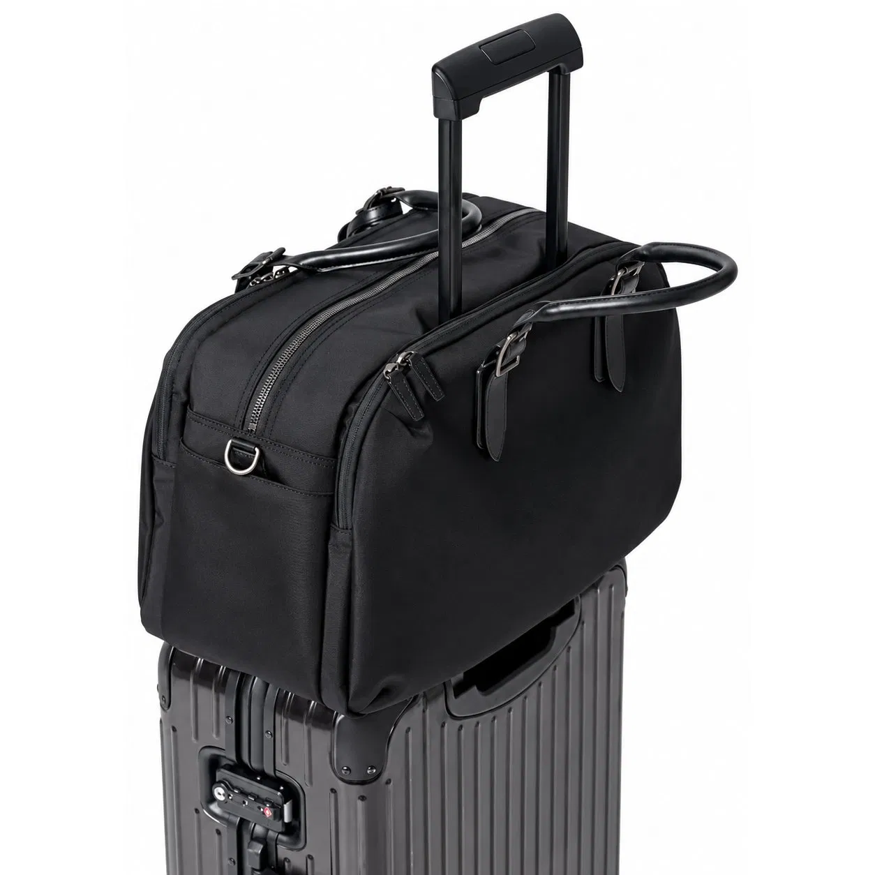 Nylon Travel Duffel Bag Shoe Compartment Weekender Overnight Bag Detachable Strap