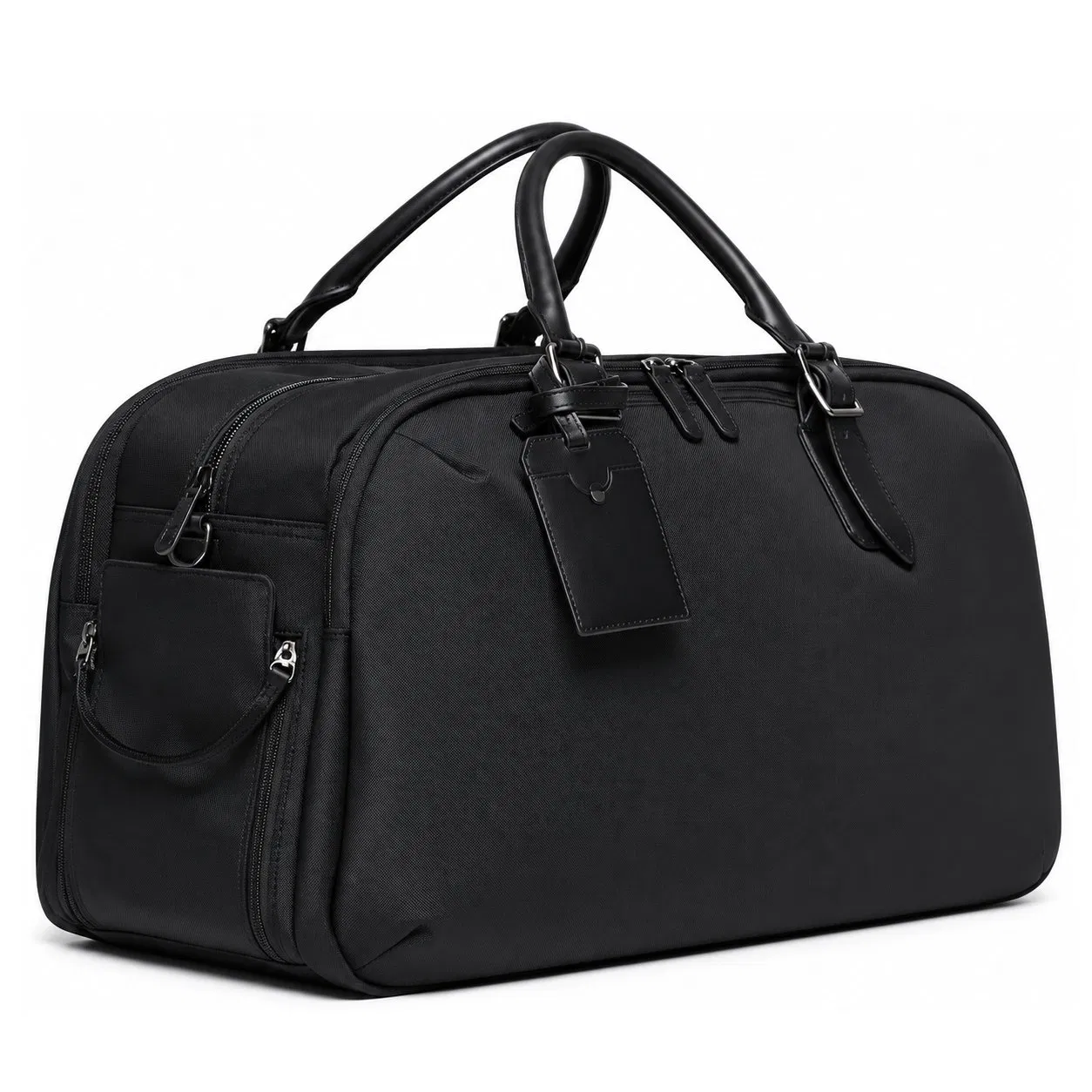 Nylon Travel Duffel Bag Shoe Compartment Weekender Overnight Bag Detachable Strap