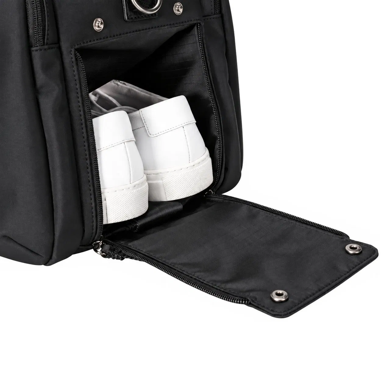 Nylon Travel Duffel Bag Shoe Compartment Weekender Overnight Bag Detachable Strap