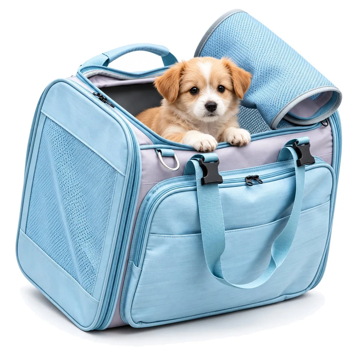 Breathable Mesh Pet Carrier Backpack with Removable Mat and Safety Buckles