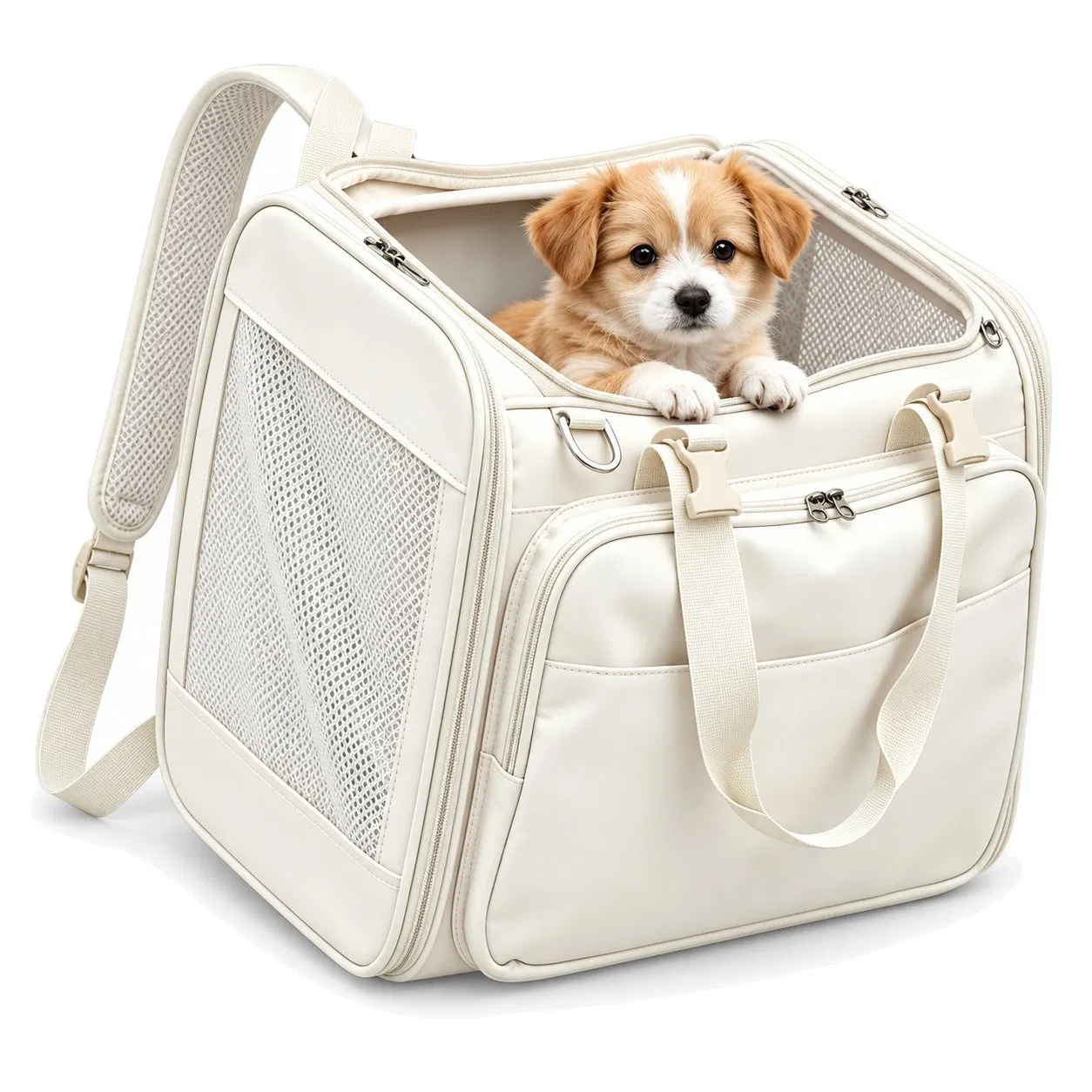 Breathable Mesh Pet Carrier Backpack with Removable Mat and Safety Buckles