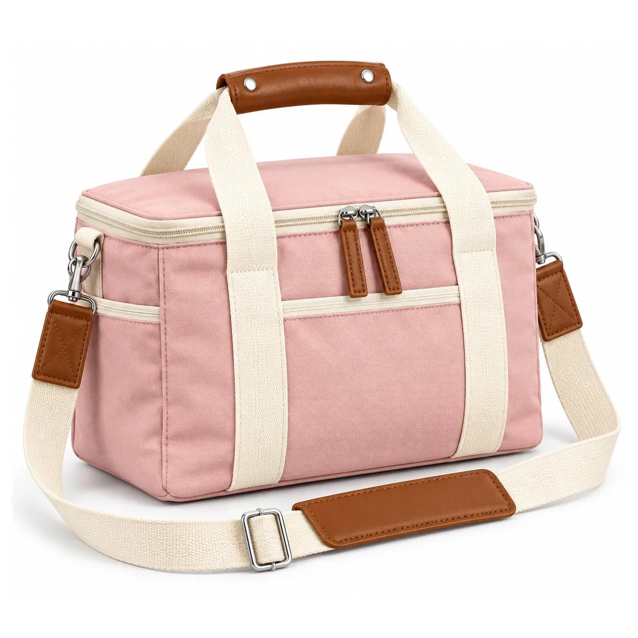 Custom Canvas Insulated Lunch Cooler Bag with PEVA Lining and Shoulder Strap