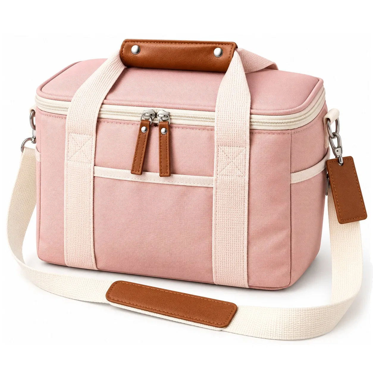 Custom Canvas Insulated Lunch Cooler Bag with PEVA Lining and Shoulder Strap