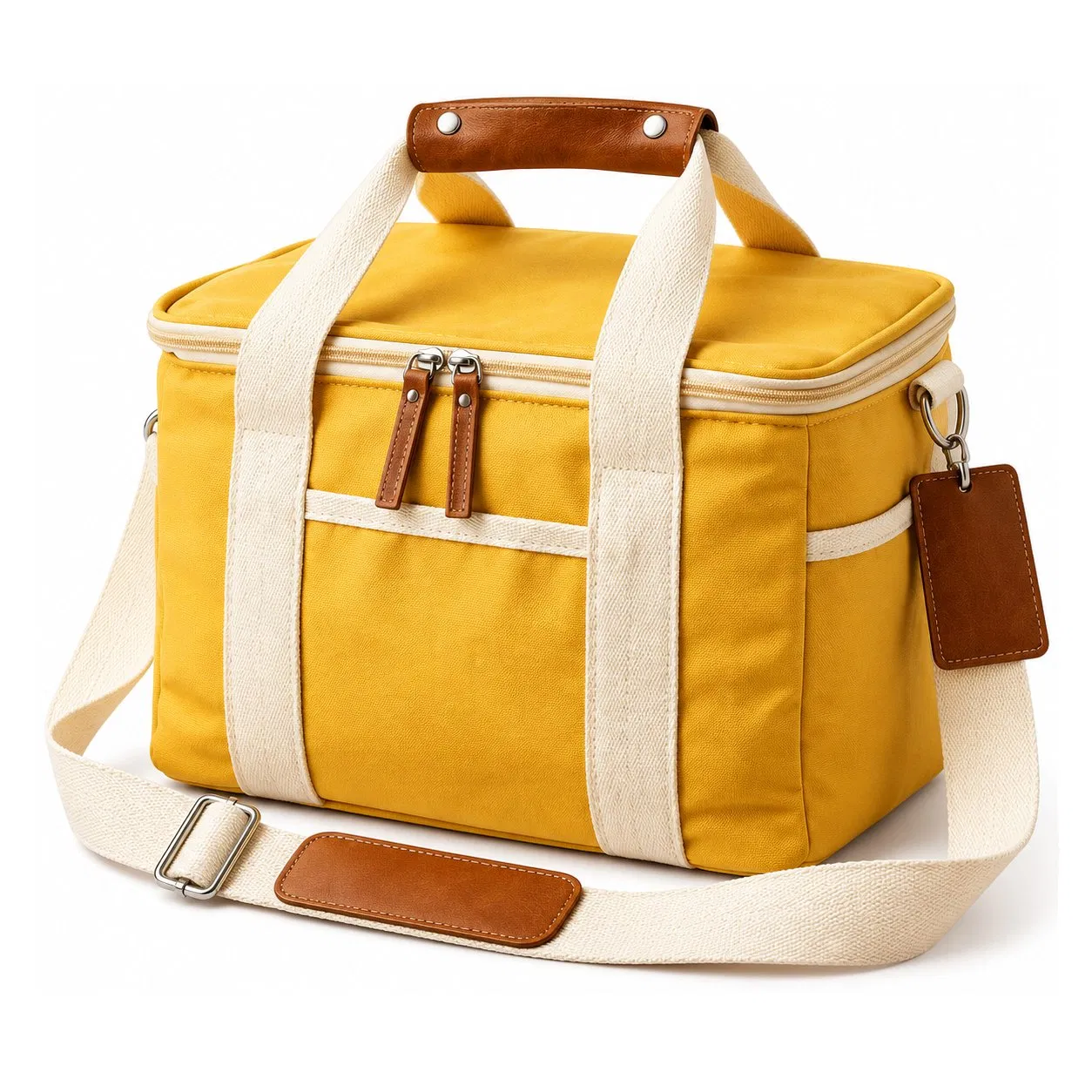 Custom Canvas Insulated Lunch Cooler Bag with PEVA Lining and Shoulder Strap