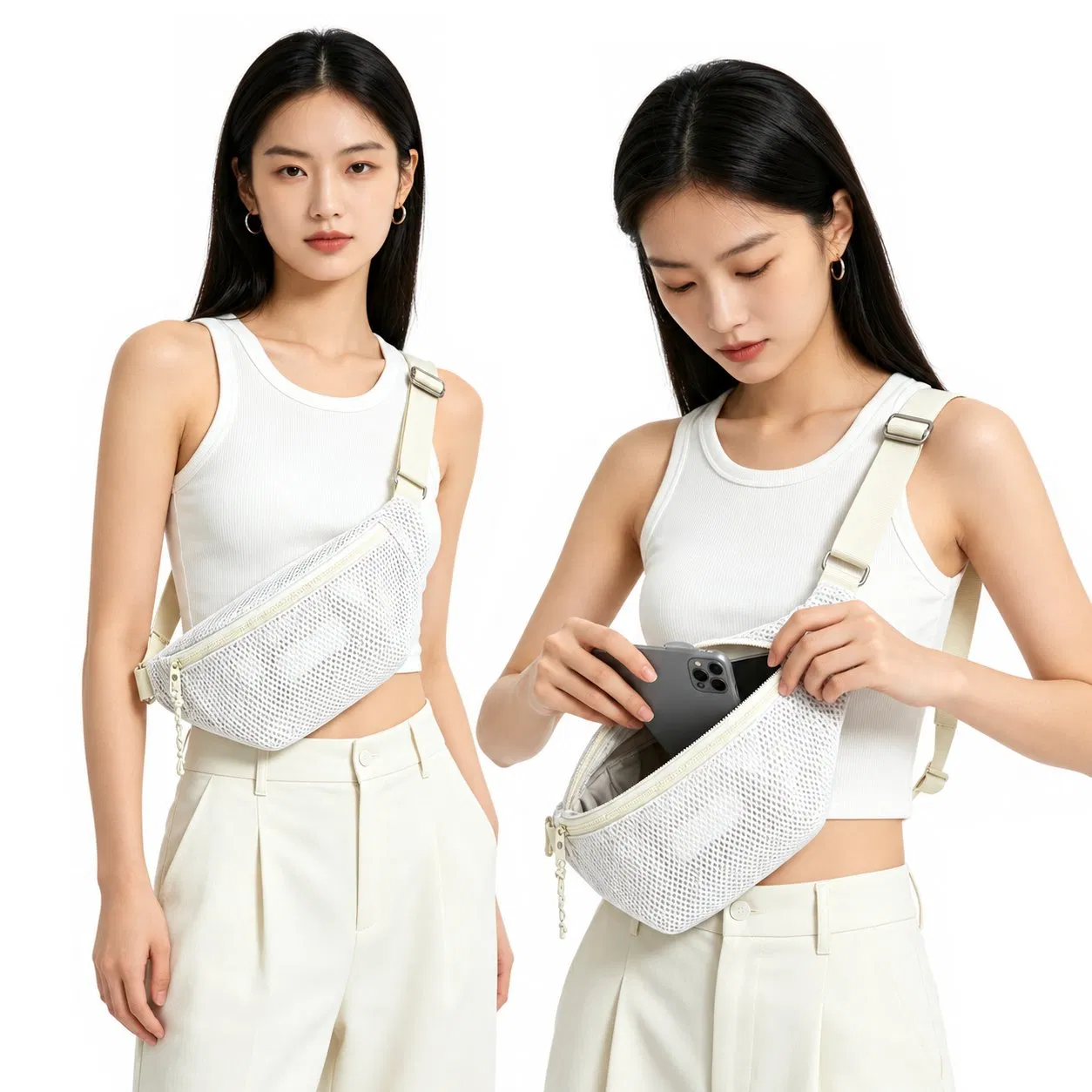 Custom Breathable Mesh Sling Chest Waist Bag for Outdoor Travel School and Daily Commute
