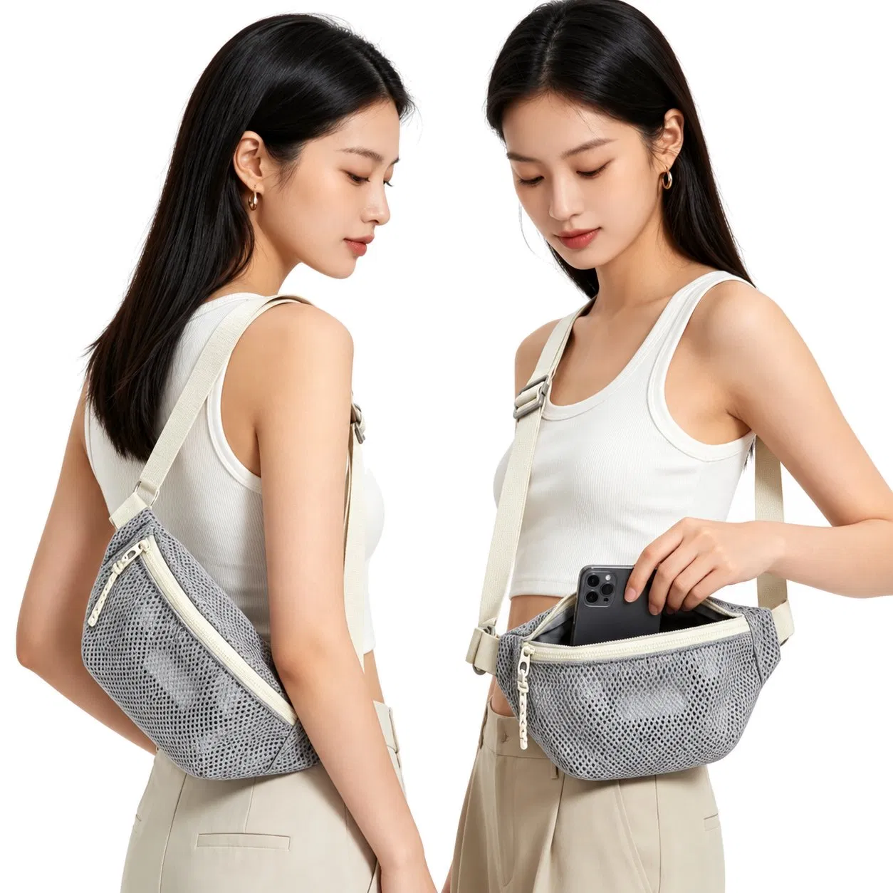 Custom Breathable Mesh Sling Chest Waist Bag for Outdoor Travel School and Daily Commute