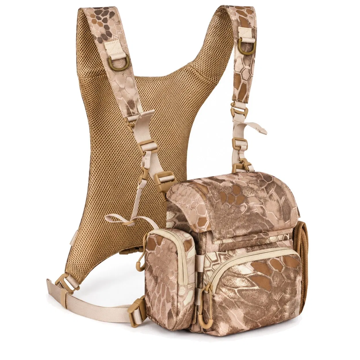 Custom Outdoor Binocular Harness Chest Pack with Rain Cover for Telescope Rangefinder Storage