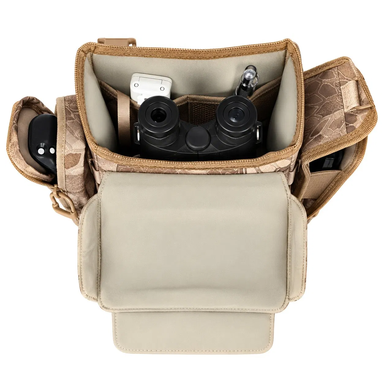 Custom Outdoor Binocular Harness Chest Pack with Rain Cover for Telescope Rangefinder Storage