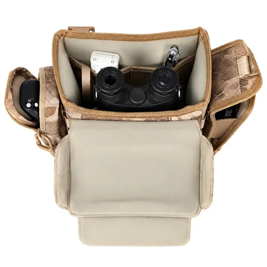 Custom Outdoor Binocular Harness Chest Pack with Rain Cover for Telescope Rangefinder Storage