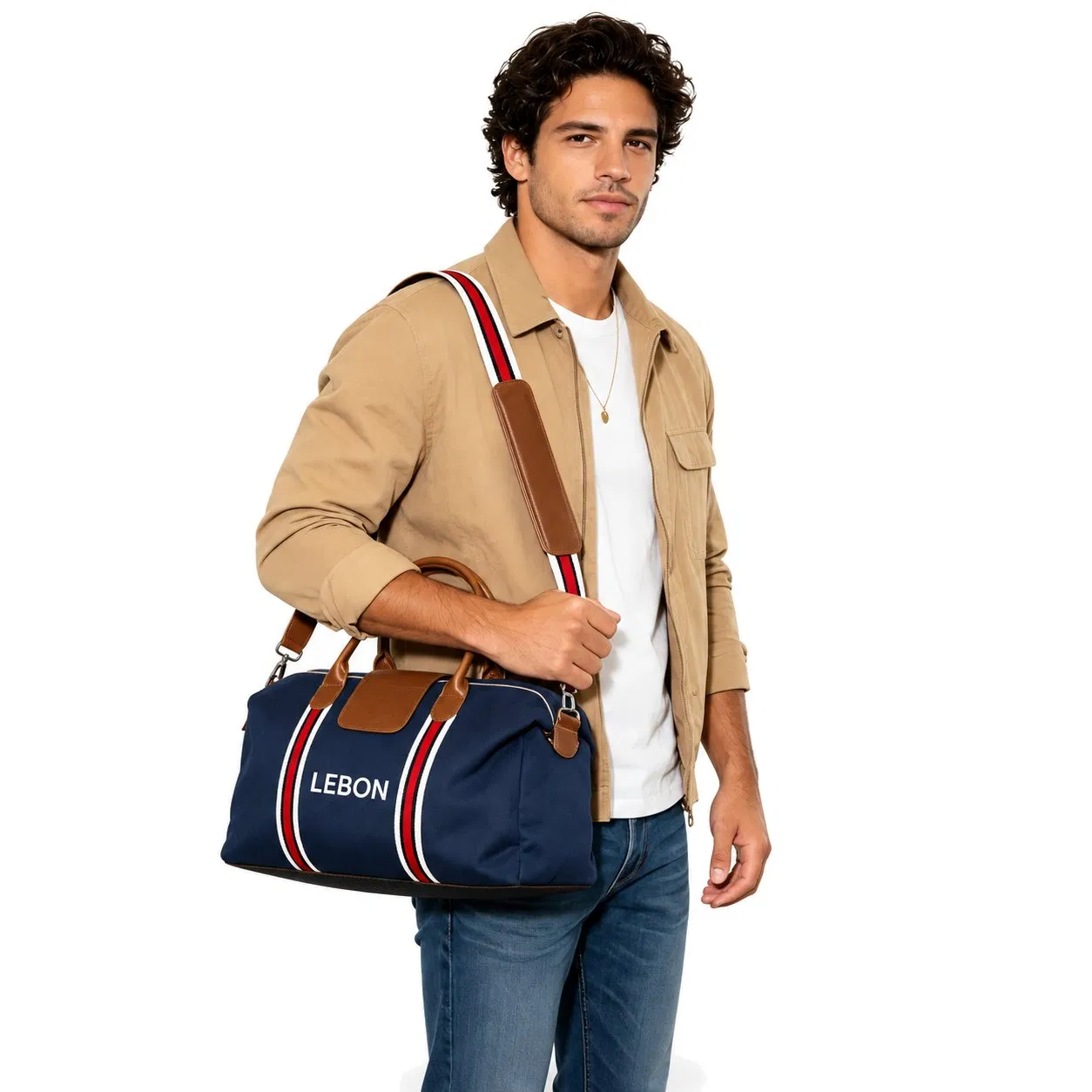 Custom Geometric Canvas Travel Duffle Bag with Shoe Compartment
