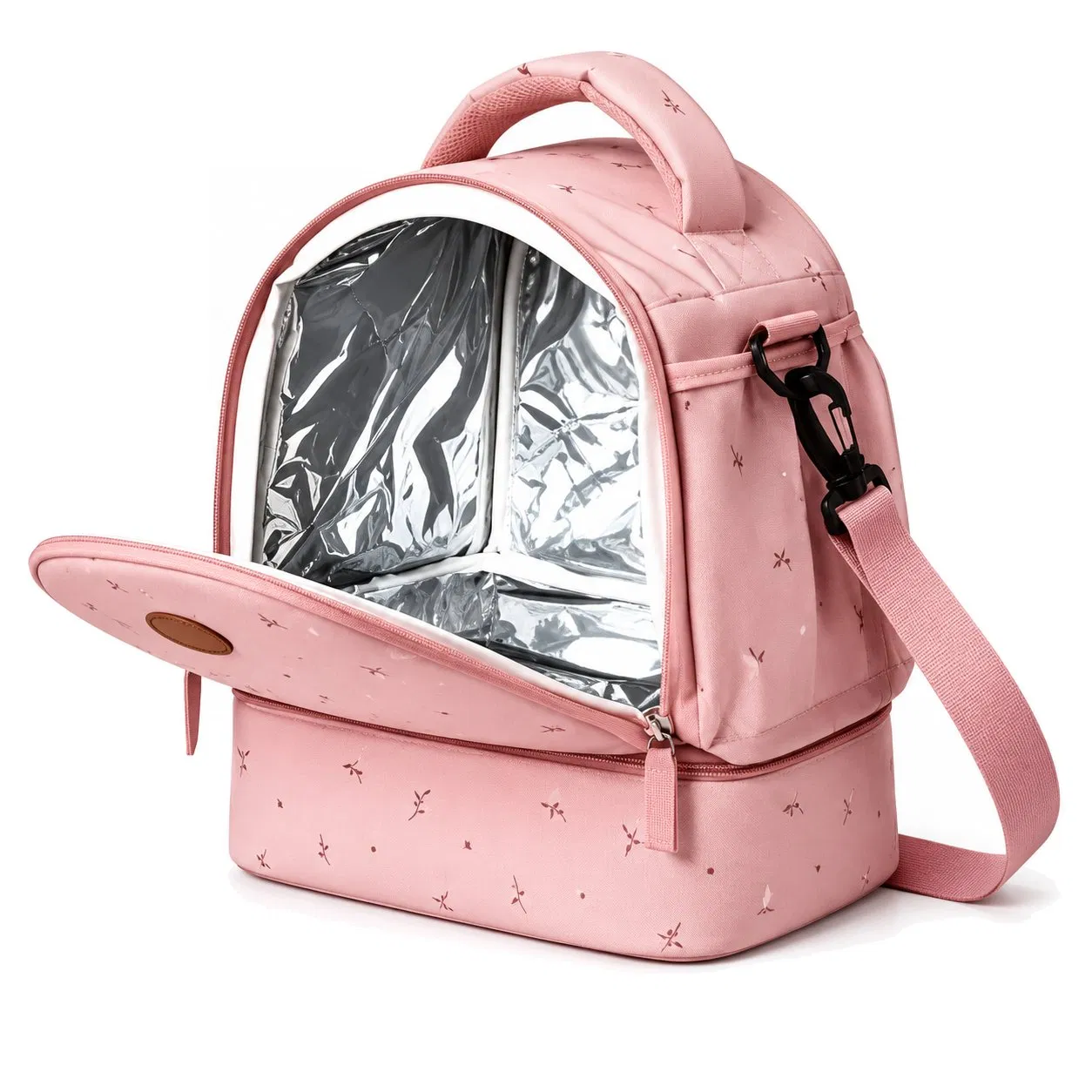 Custom Insulated Polyester Double Decker Lunch Cooler Tote Bag