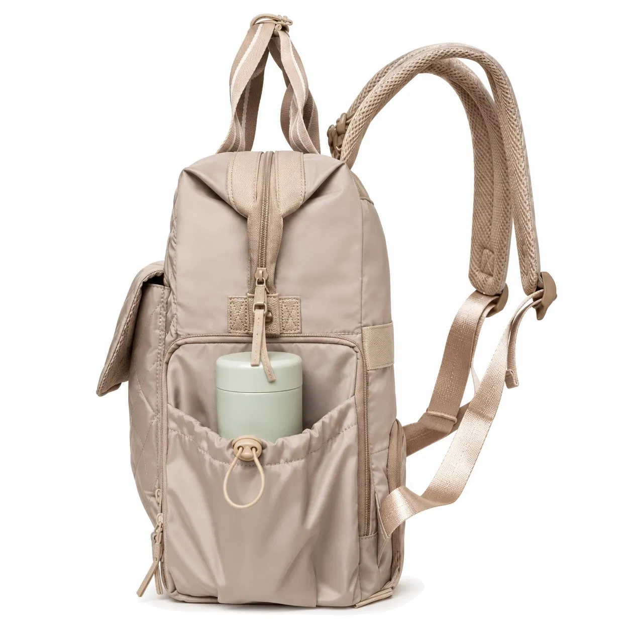 Custom Quilted Nylon Diaper Backpack with Insulated Organizer Compartments