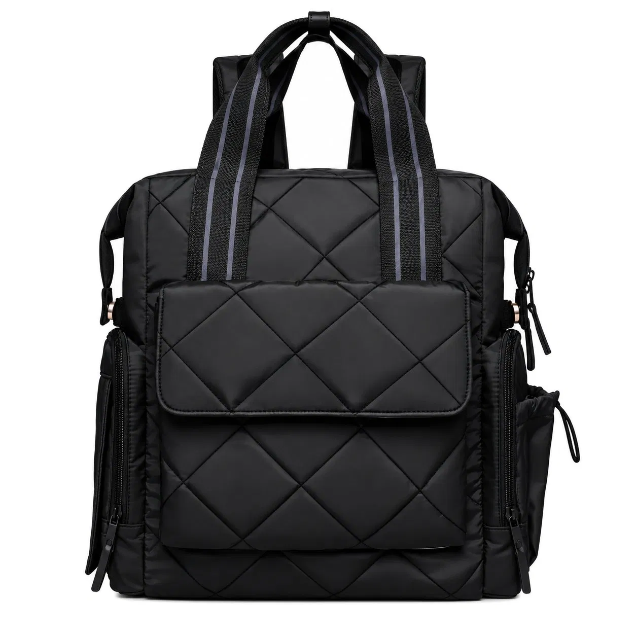 Custom Quilted Nylon Diaper Backpack with Insulated Organizer Compartments