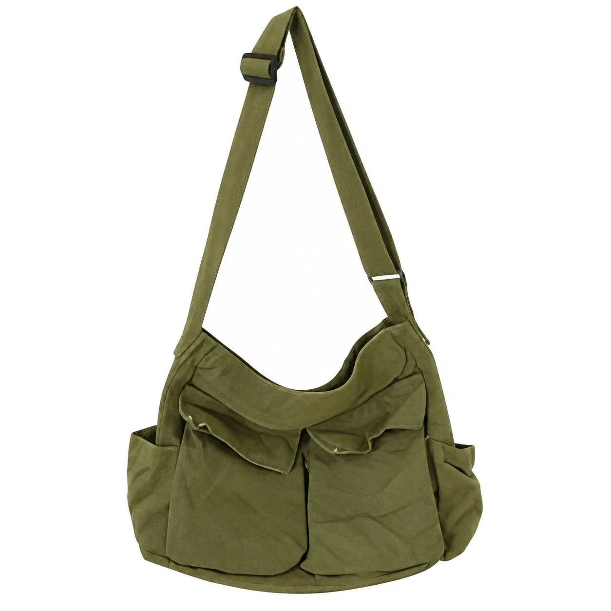 Custom Canvas Shoulder Tote Bag with Adjustable Strap and Multiple Pockets