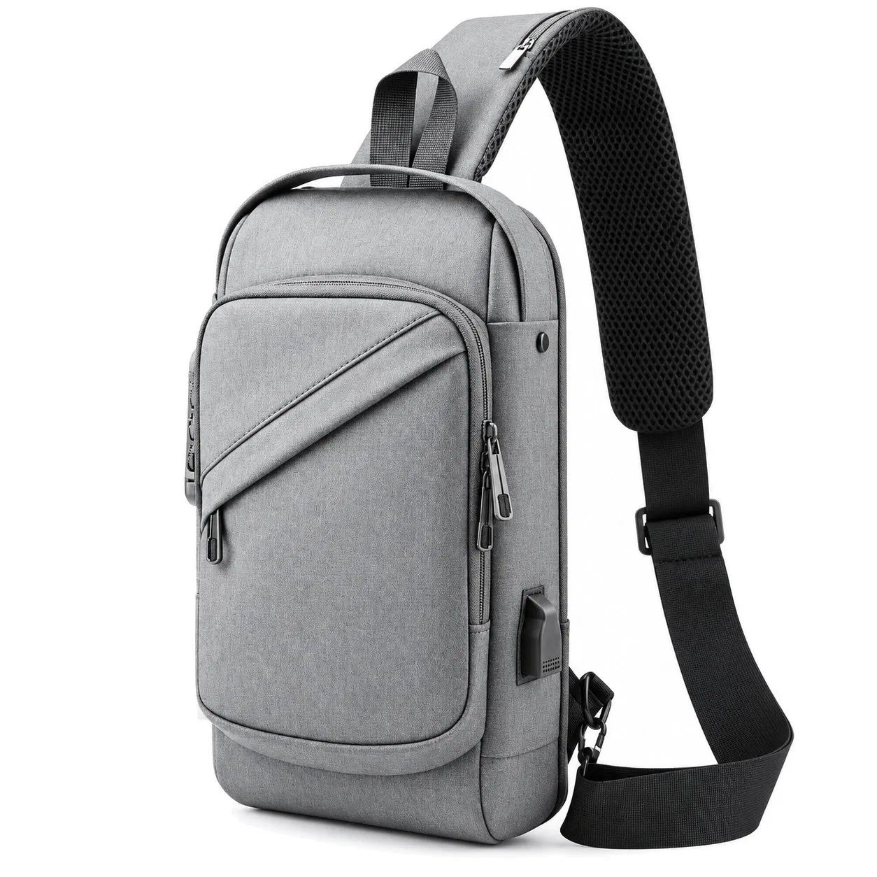 Oxford Crossbody Chest Sling Bag with Lock for Travel and Cycling