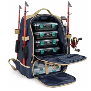 900d Polyester Fishing Backpack with Large Capacity Gear Storage