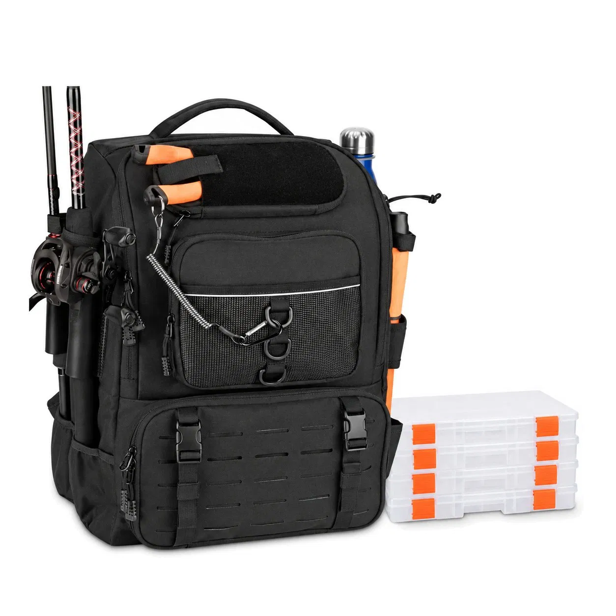 Polyester Fishing Tackle Backpack with Adjustable Straps for Outdoor Trips