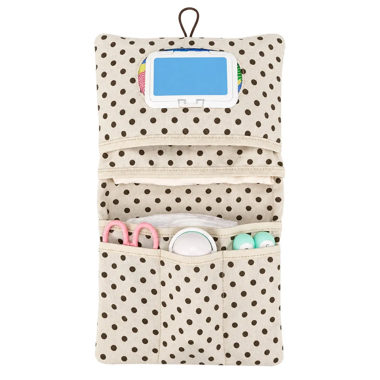 Portable Baby Nappy Storage Pouch with Wipe Holder and Custom Printed Patterns
