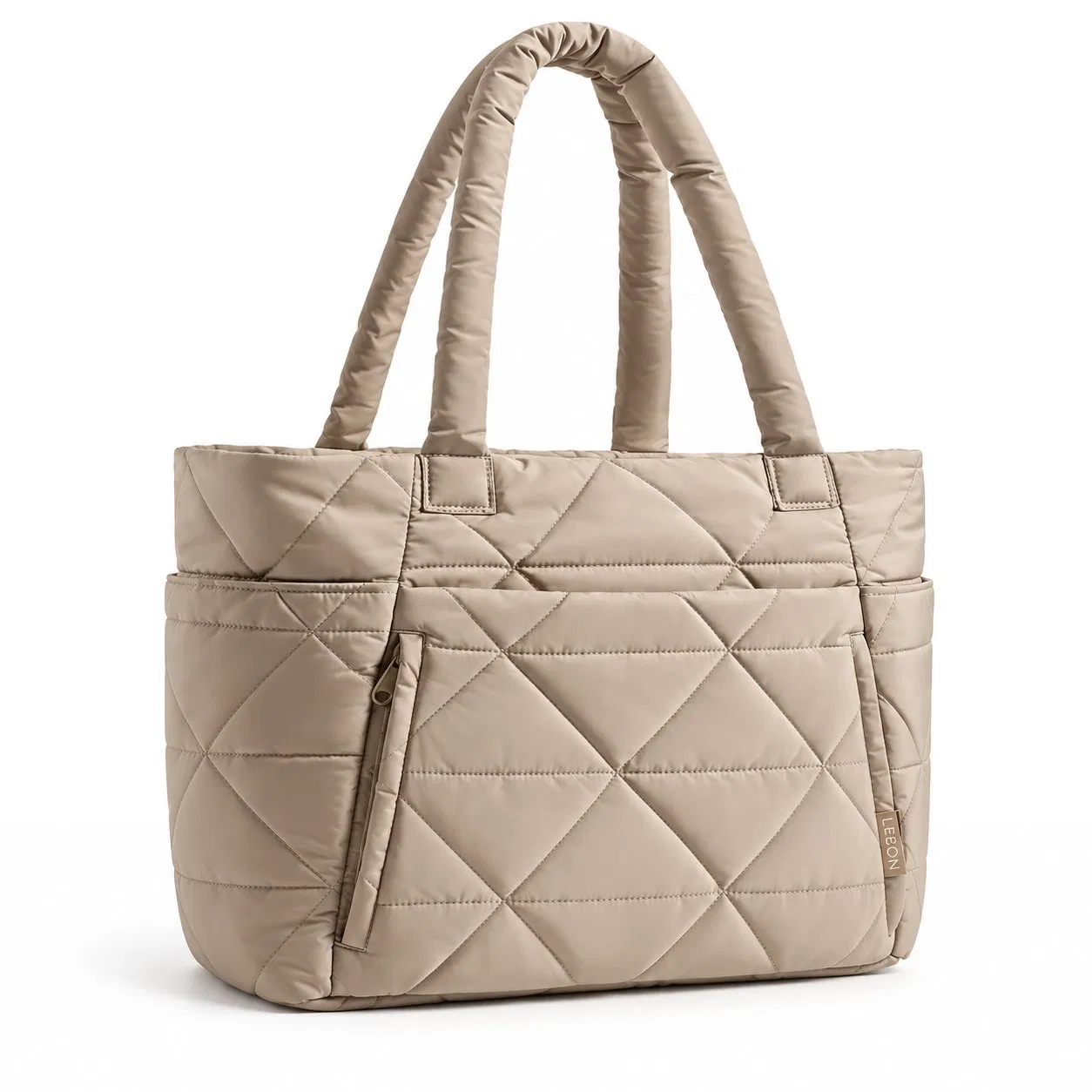 Lightweight Quilted Nylon Puffer Tote Bag with Laptop Compartment for Work and Travel