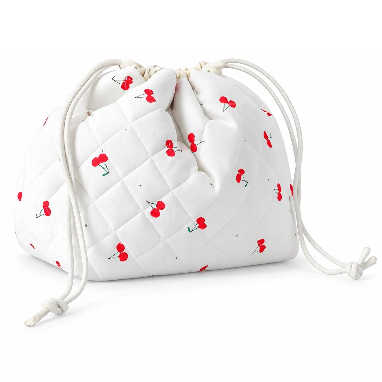 Custom Quilted Floral Drawstring Makeup Bag Foldable Travel Cosmetic Pouch