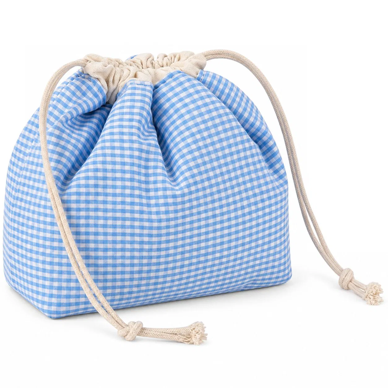 Custom Quilted Floral Drawstring Makeup Bag Foldable Travel Cosmetic Pouch