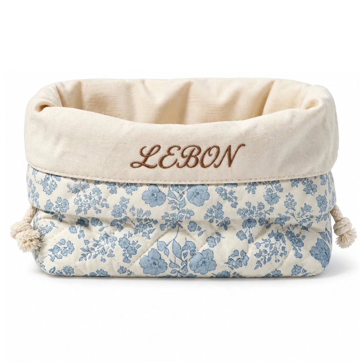 Custom Quilted Floral Drawstring Makeup Bag Foldable Travel Cosmetic Pouch