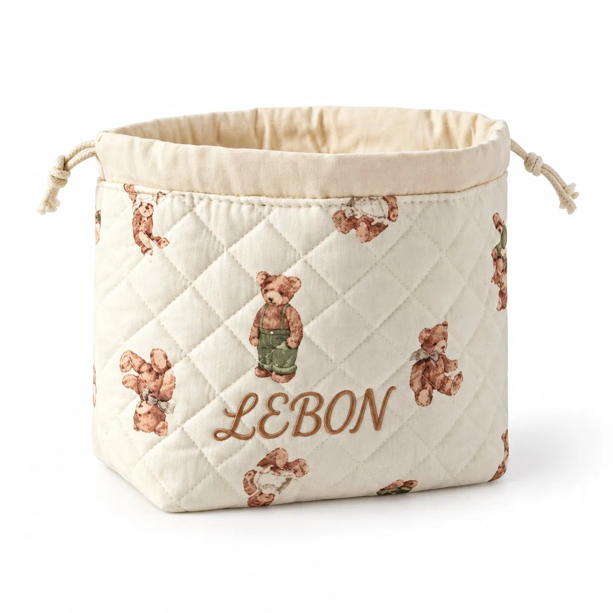Custom Quilted Floral Drawstring Makeup Bag Foldable Travel Cosmetic Pouch