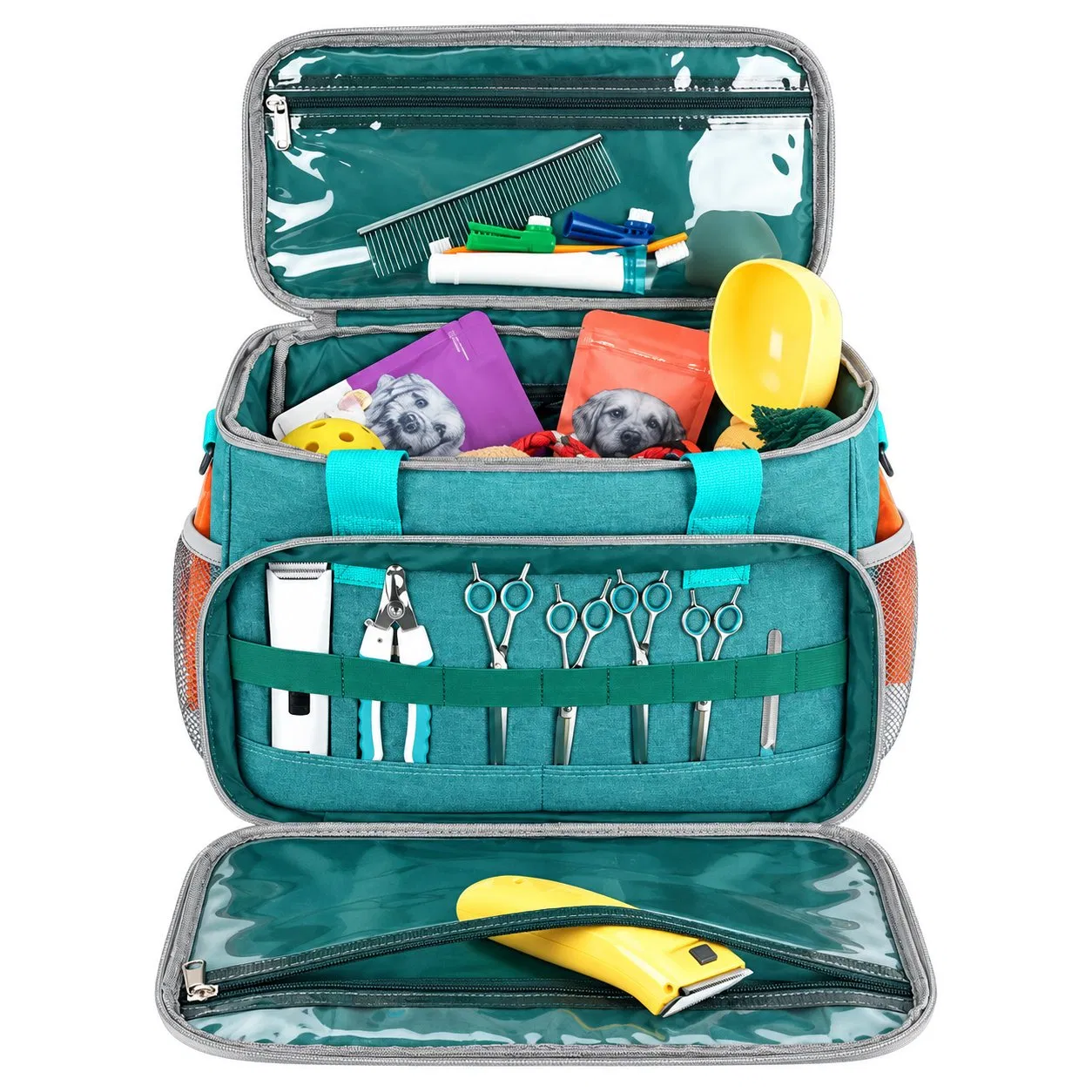 Multi Pocket Pet Grooming Tool Bag Foldable Organizer Tote for Dog and Cat Supplies