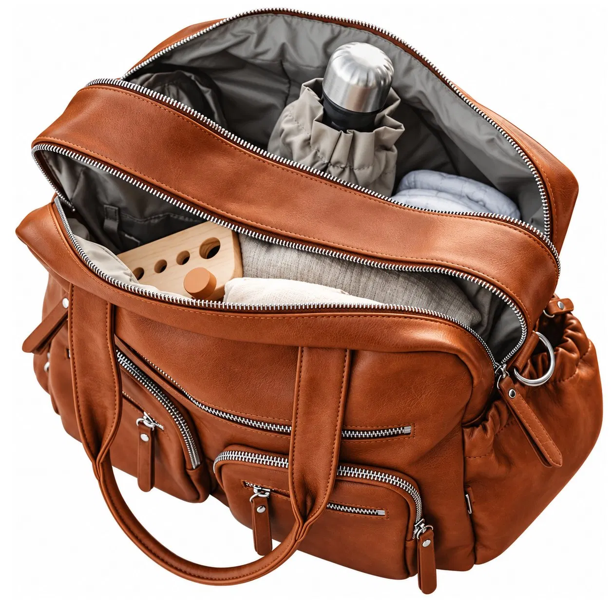 Custom Large Capacity Water Resistant PU Baby Diaper Bag