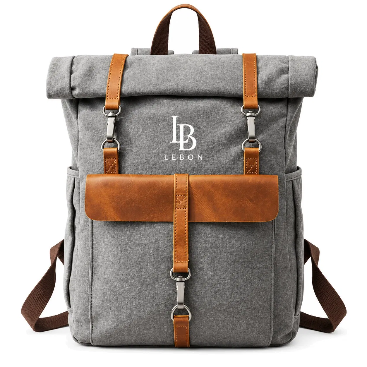 Vintage Canvas Laptop Backpack with Zipper Closure for Travel Work and School