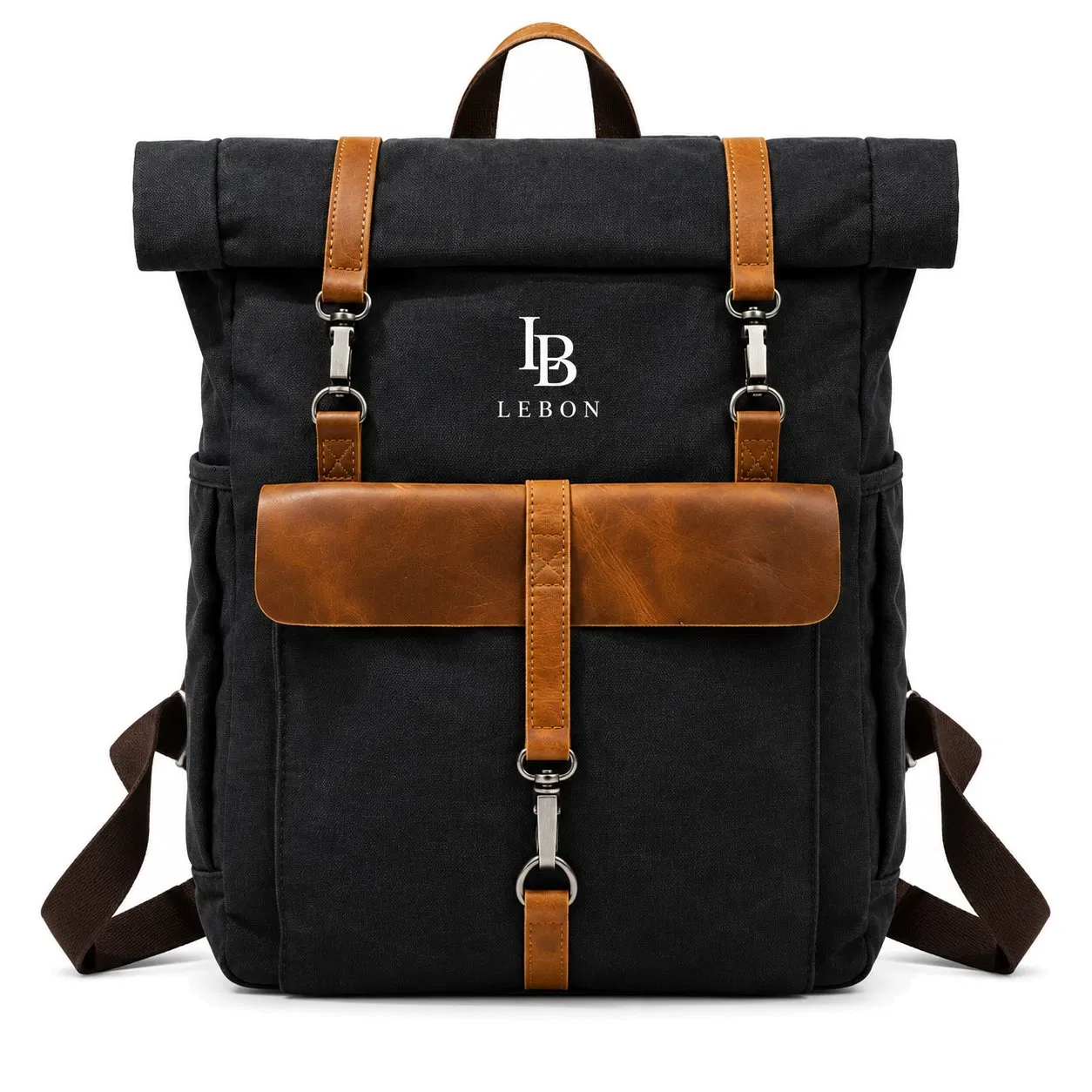 Vintage Canvas Laptop Backpack with Zipper Closure for Travel Work and School