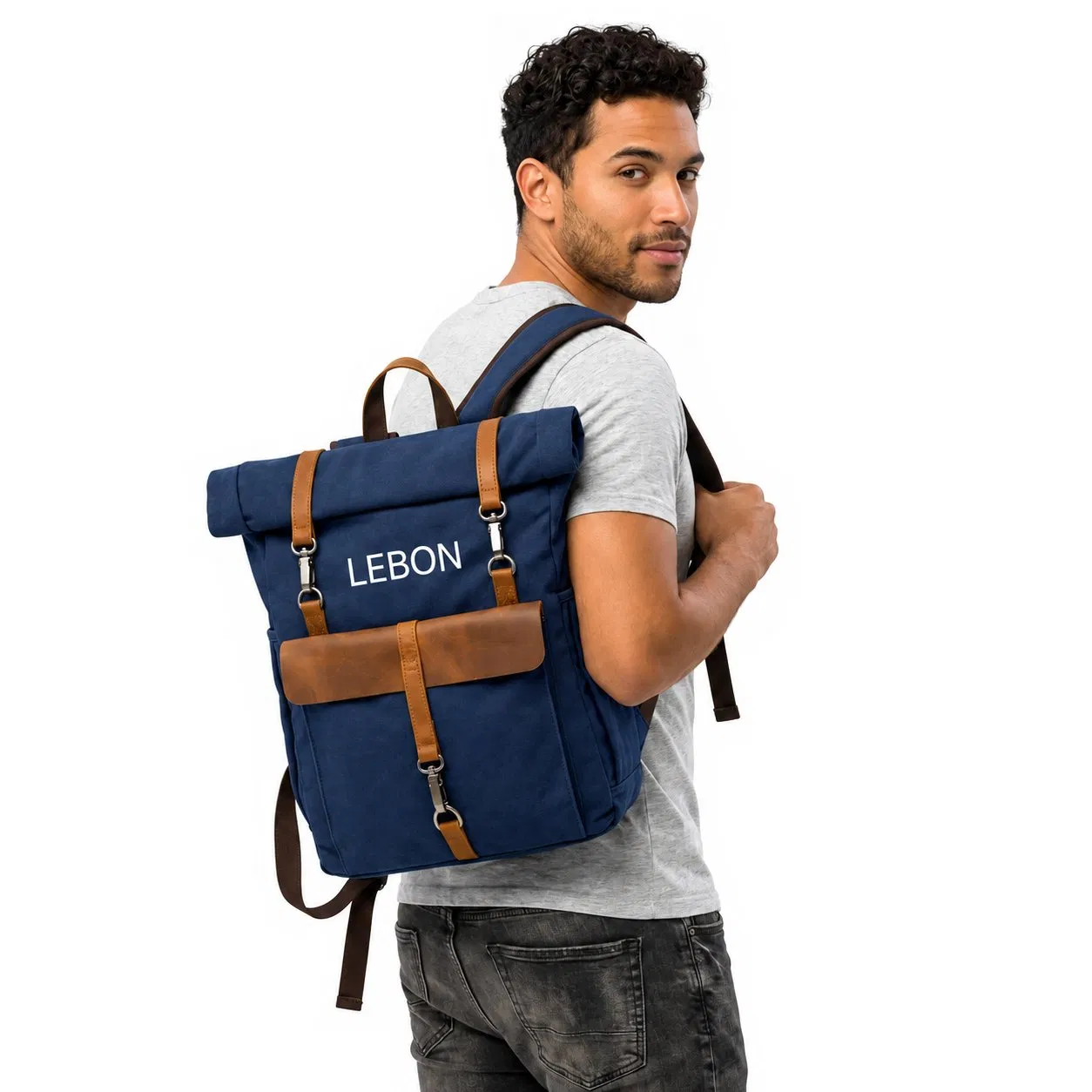 Canvas Travel Backpack with Zipper Closure for Hiking School and Everyday Use