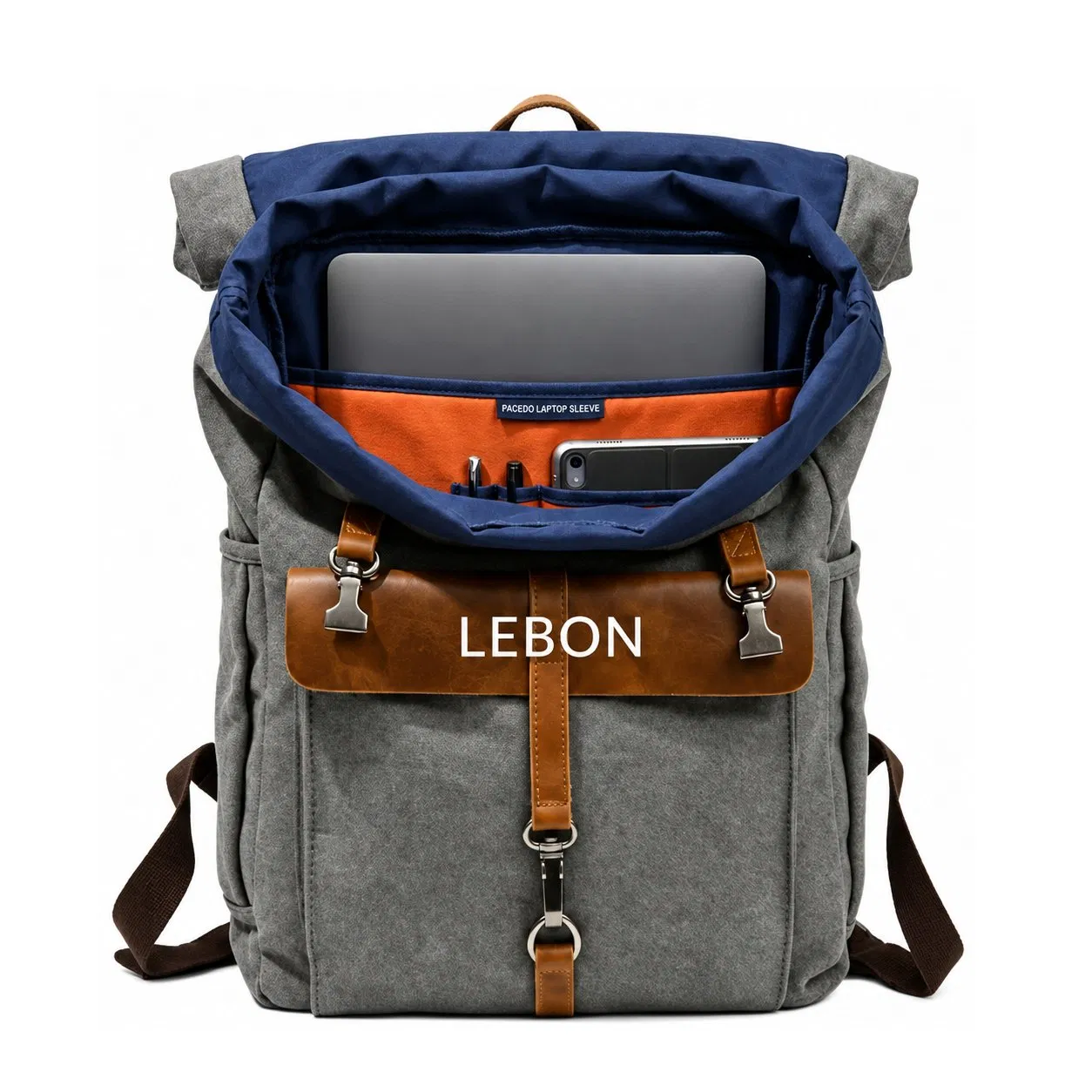 Canvas Travel Backpack with Zipper Closure for Hiking School and Everyday Use