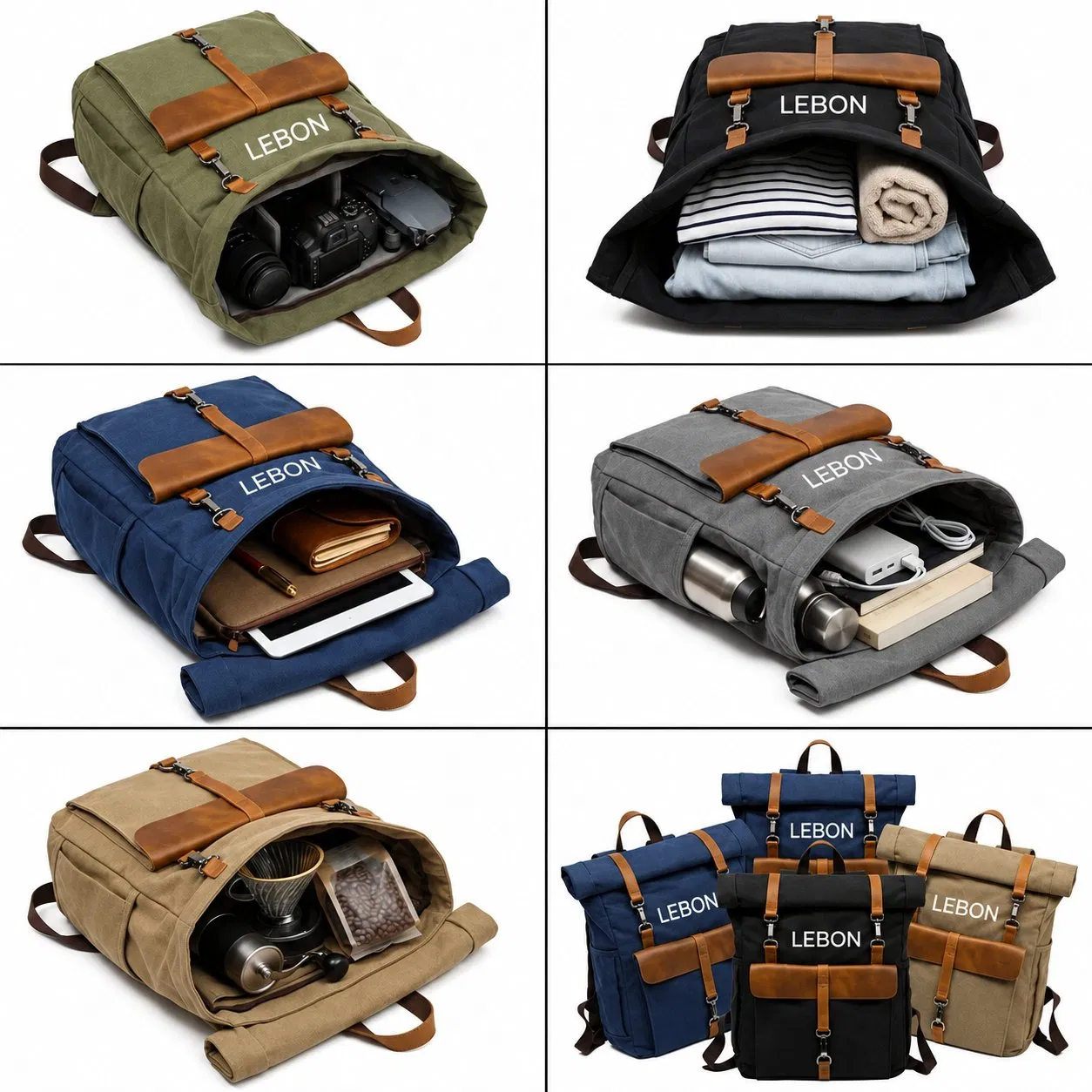 Canvas Travel Backpack with Zipper Closure for Hiking School and Everyday Use