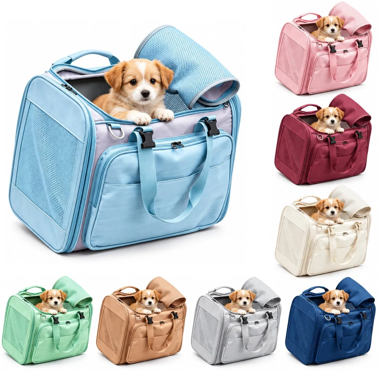 Custom Logo Breathable Mesh Pet Carrier Backpack with Adjustable Straps and Safety Leash Hook
