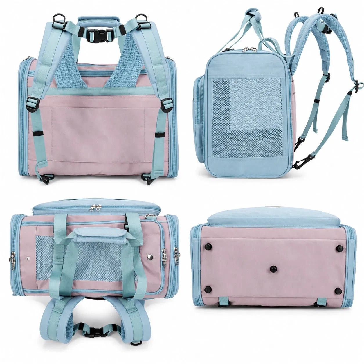 Custom Logo Breathable Mesh Pet Carrier Backpack with Adjustable Straps and Safety Leash Hook