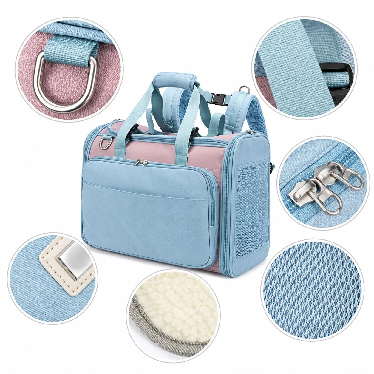 Custom Logo Breathable Mesh Pet Carrier Backpack with Adjustable Straps and Safety Leash Hook