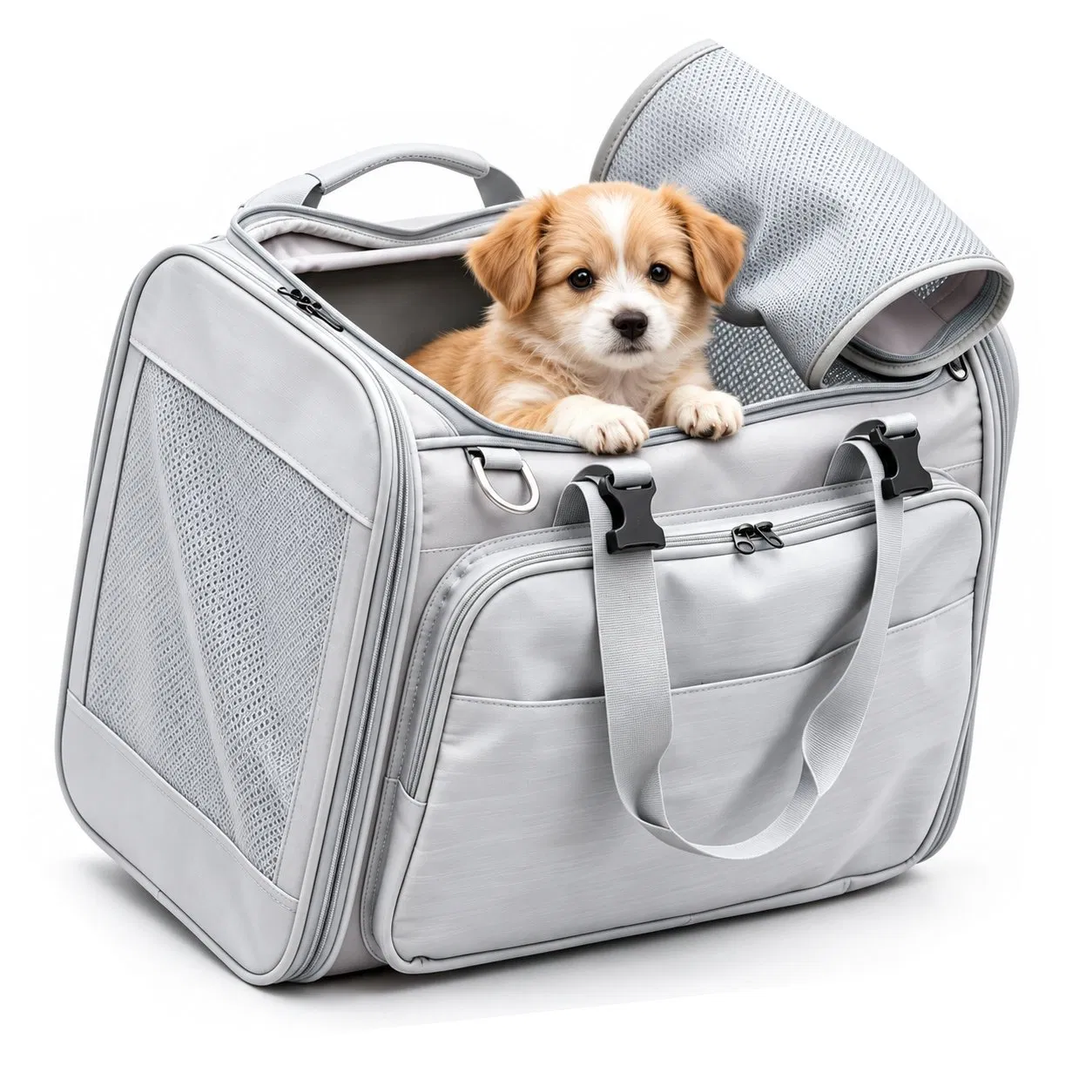 Custom Logo Breathable Mesh Pet Carrier Backpack with Adjustable Straps and Safety Leash Hook