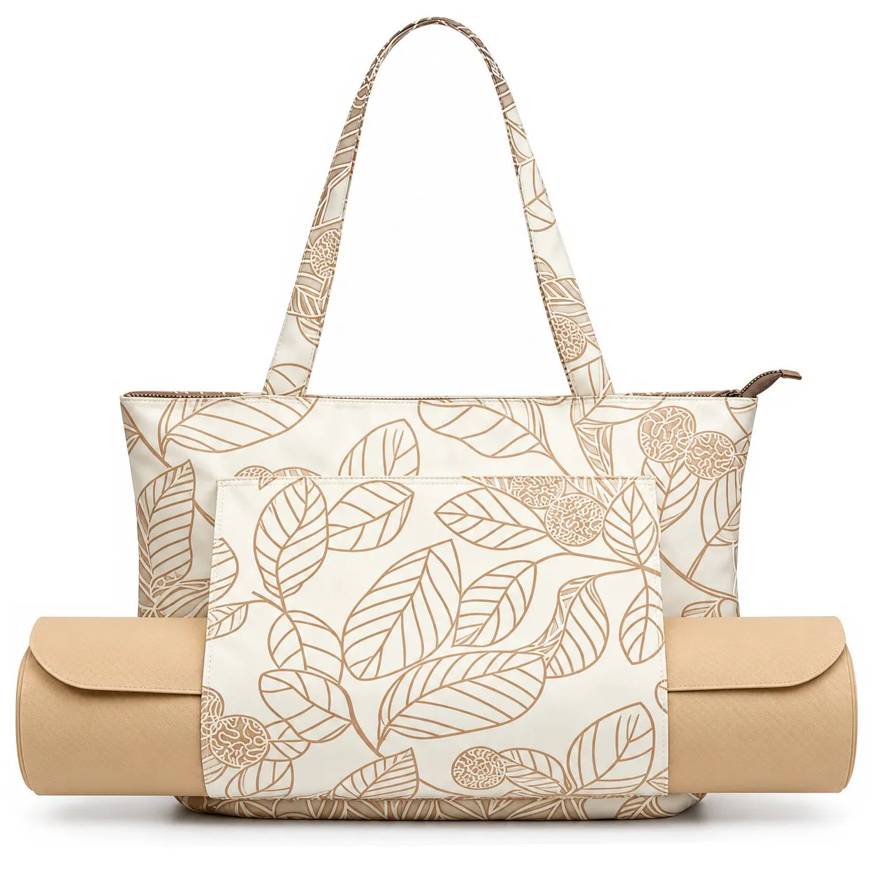 Custom Polyester Yoga Gym Tote Bag with Mat Carrier and Multi Pocket Storage