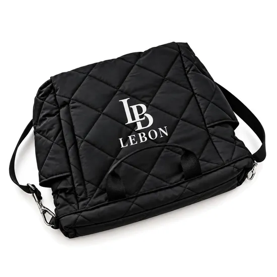 Quilted Nylon Tote Bag with Zipper and Detachable Coin Purse