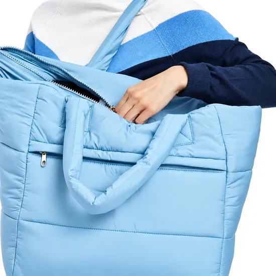 Custom Cotton Quilted Puffer Tote Bag with Detachable Coin Purse