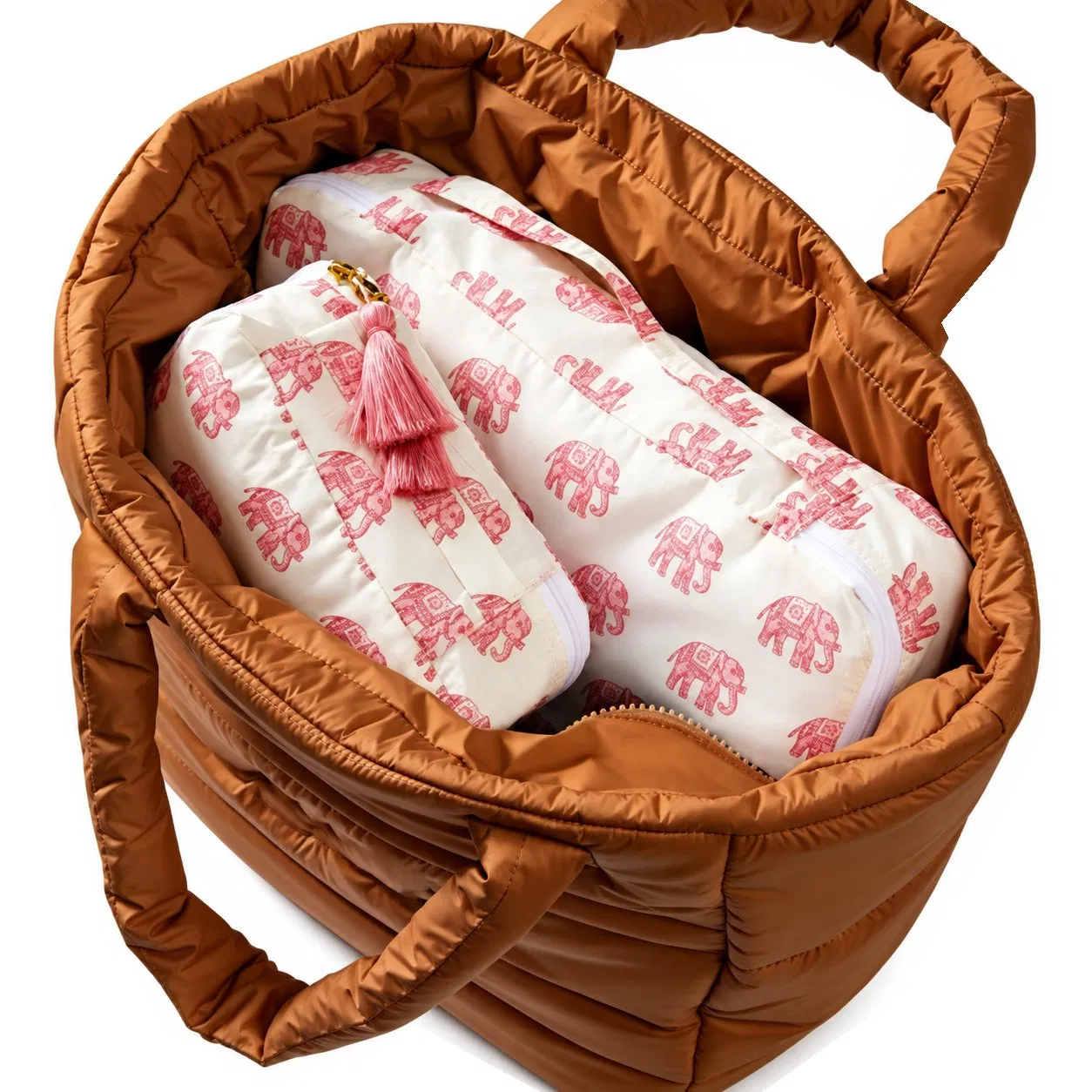 Custom Cotton Quilted Puffer Tote Bag with Detachable Coin Purse