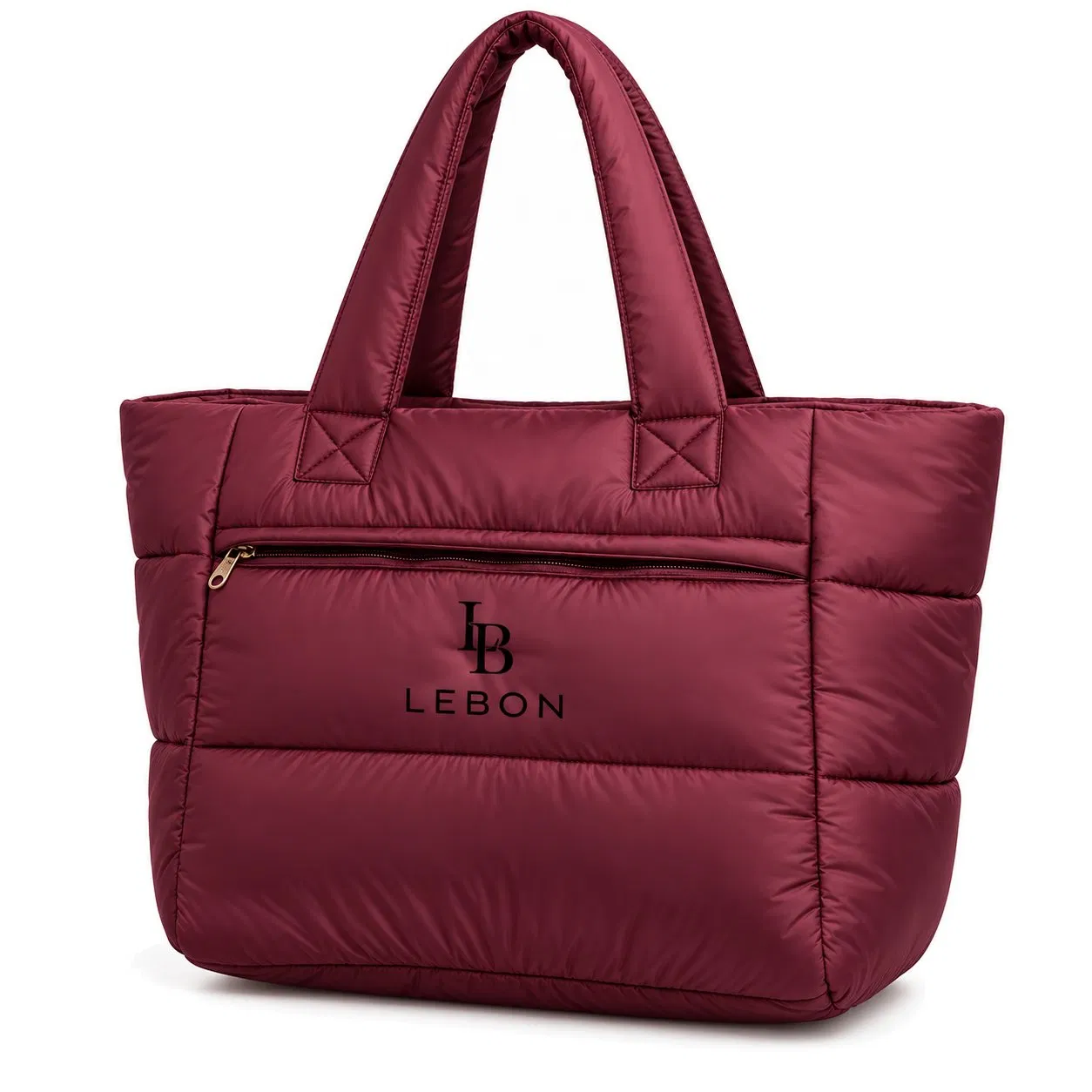 Custom Cotton Quilted Puffer Shoulder Tote Bag with Matching Pouch